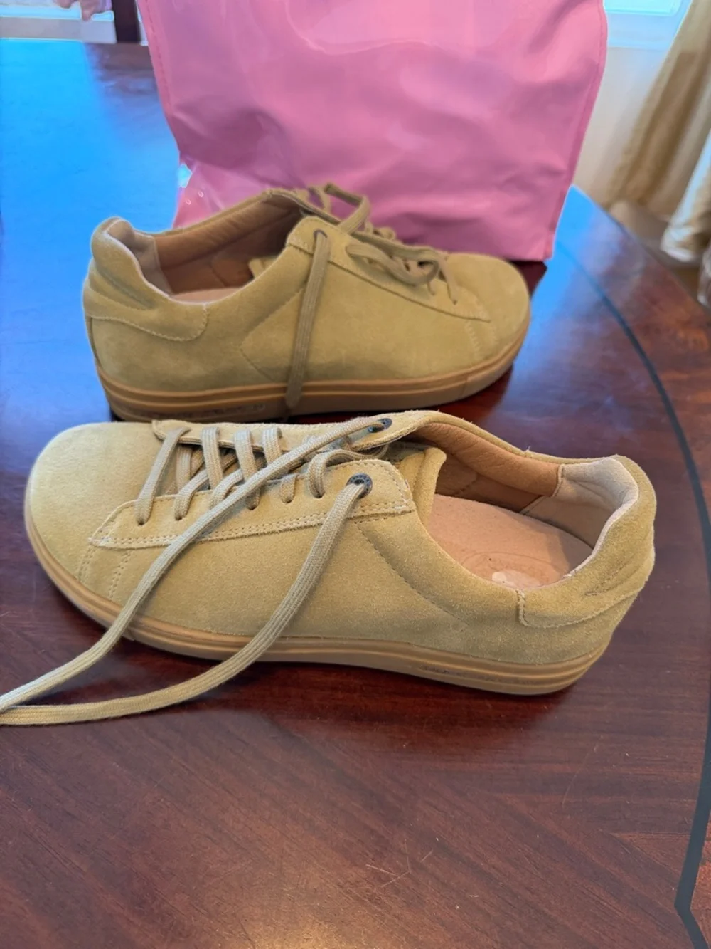Birkenstock W 9 M7 Suede Sneakers in Light Tan - Picture 2 of 5